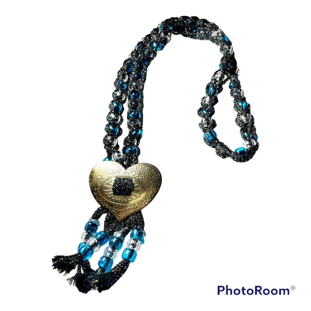 Beaded gold tone heart necklace - Picture 1 of 1